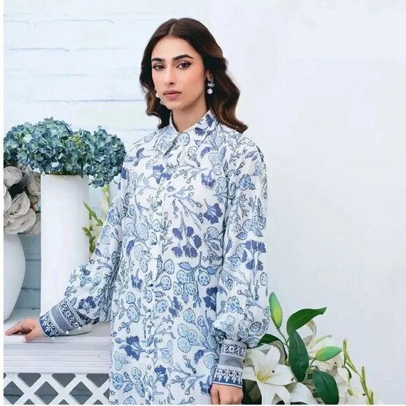 VANYA PAKISTANI DESIGNER AUTHENTIC FLORAL 2 PIECE DRESS COORD SET - Picture 10 of 12